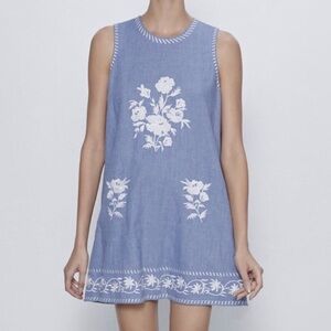 Zara Embroidered Mini Dress